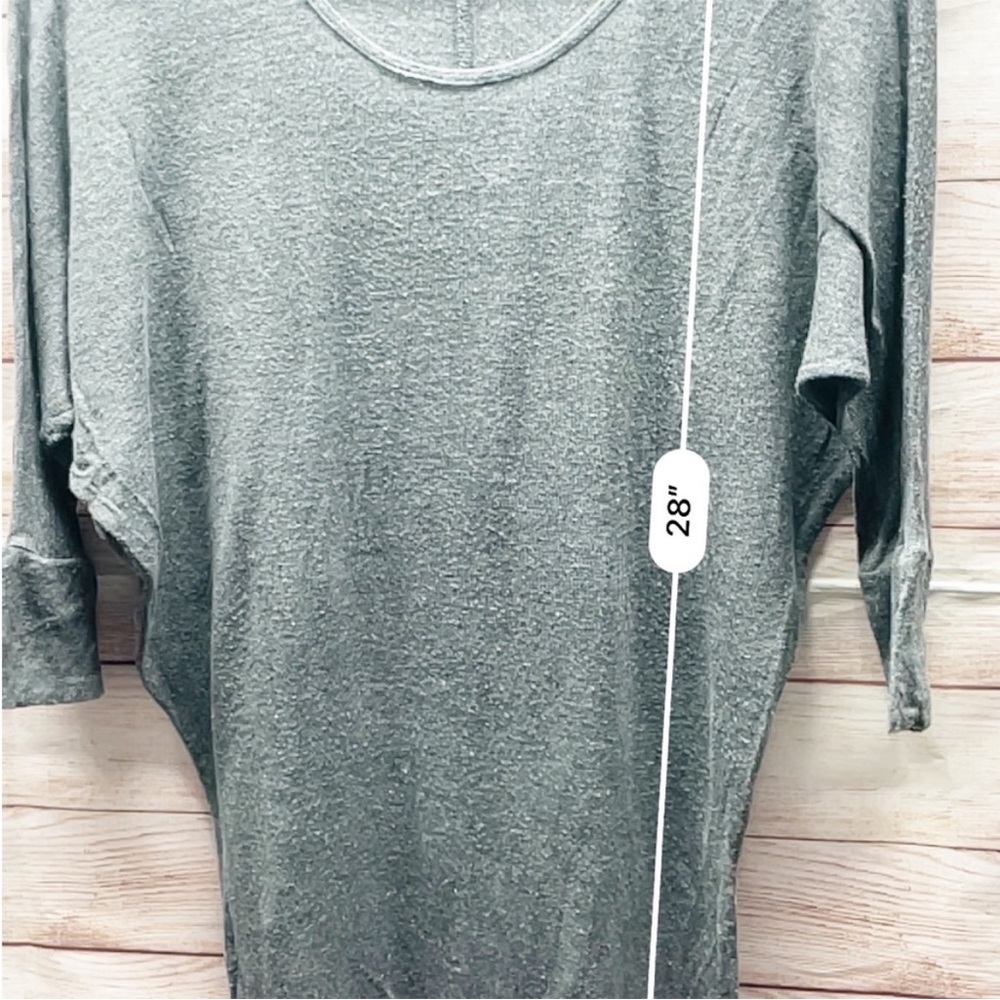 Charlotte Russe top gray size medium 3/4” Sleeve blouse drape dolman boat neck - Picture 8 of 11